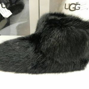 New‎ UGG AMARY FUR SLIPPERS BLACK
